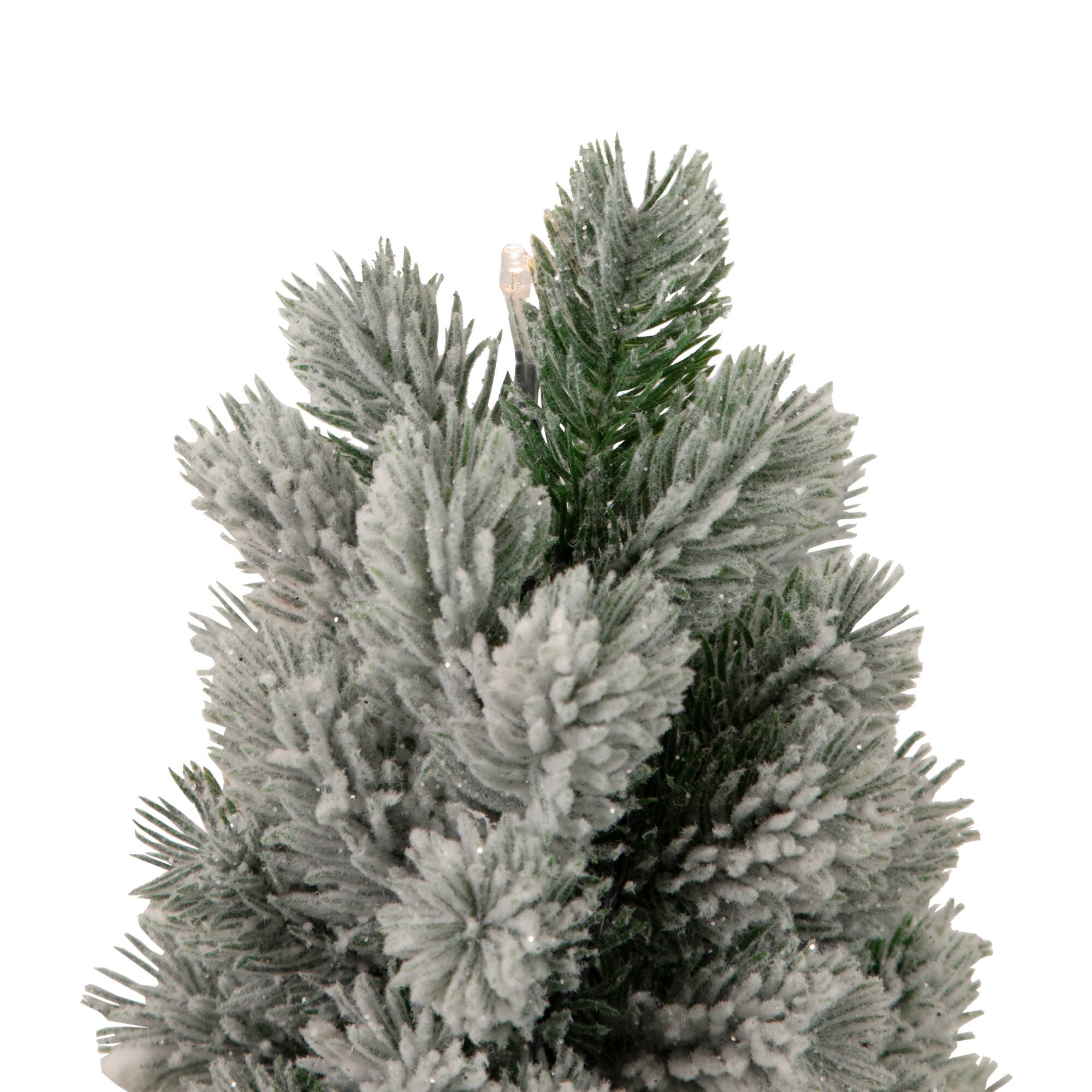16" Pre-Lit Mini Frosted Pine Christmas Tree in Cement Base